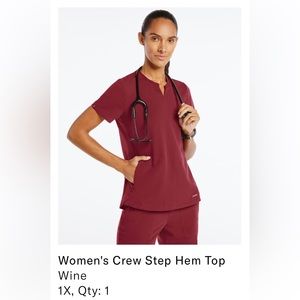 Jannuu Crew Step Hem Scrub Top